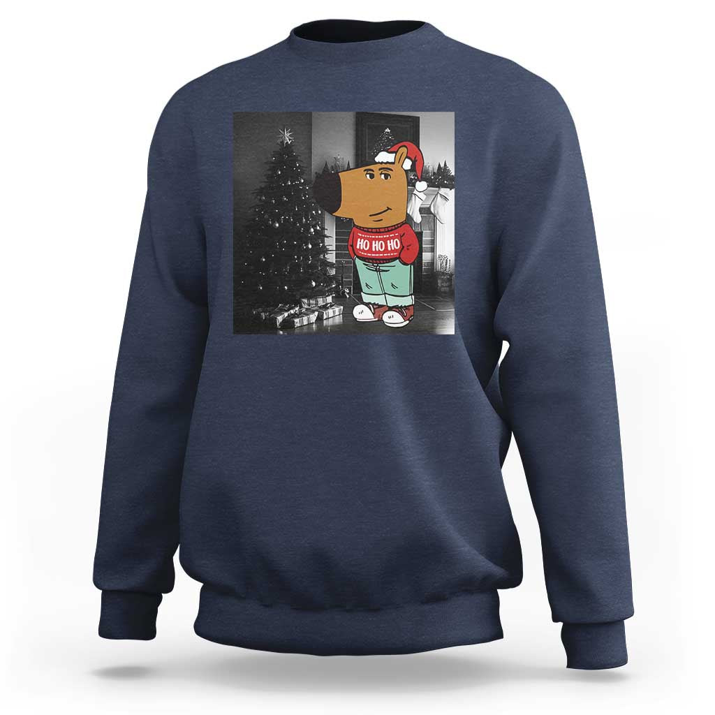 Funny Xmas Meme Chilling Guy Santa Sweatshirt - Wonder Print Shop