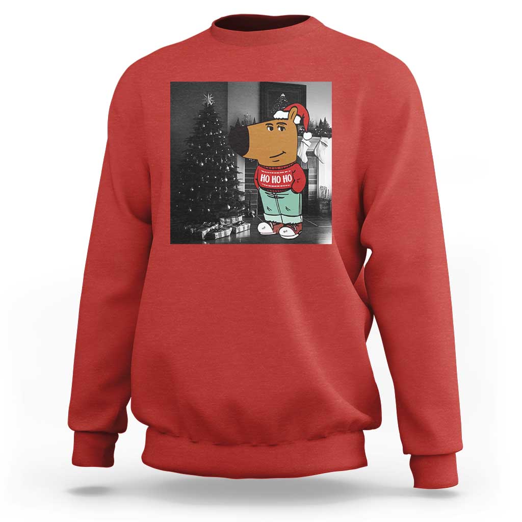 Funny Xmas Meme Chilling Guy Santa Sweatshirt - Wonder Print Shop