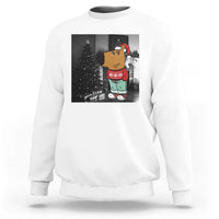 Funny Xmas Meme Chilling Guy Santa Sweatshirt - Wonder Print Shop