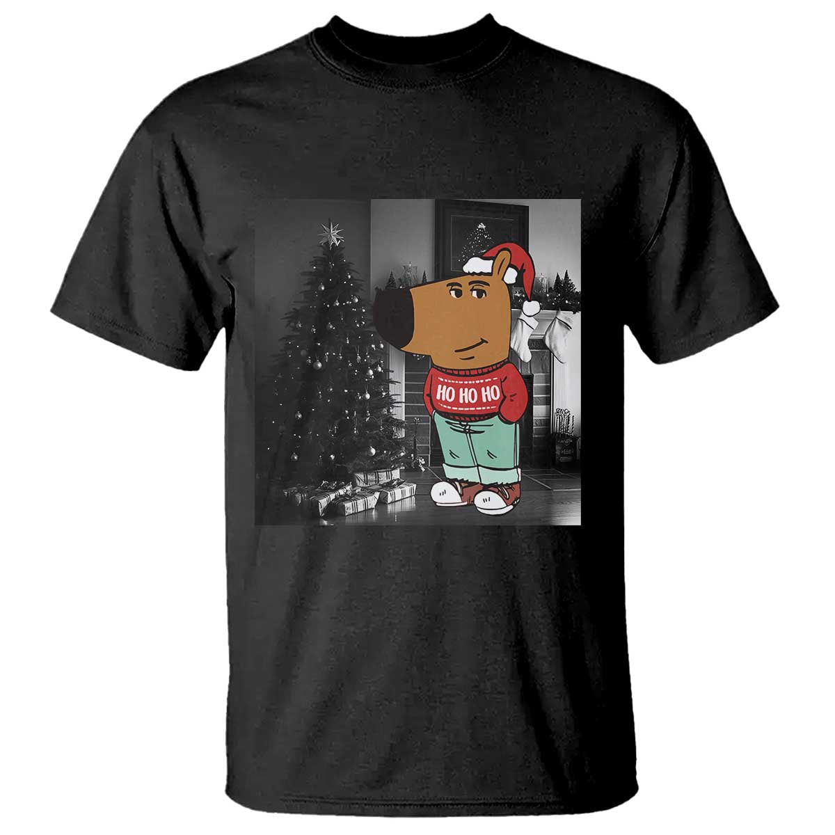 Funny Xmas Meme Chilling Guy Santa T Shirt - Wonder Print Shop