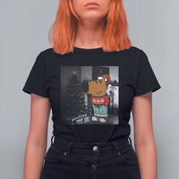 Funny Xmas Meme Chilling Guy Santa T Shirt For Women - Wonder Print Shop