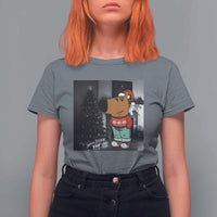 Funny Xmas Meme Chilling Guy Santa T Shirt For Women - Wonder Print Shop