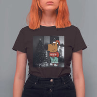 Funny Xmas Meme Chilling Guy Santa T Shirt For Women - Wonder Print Shop