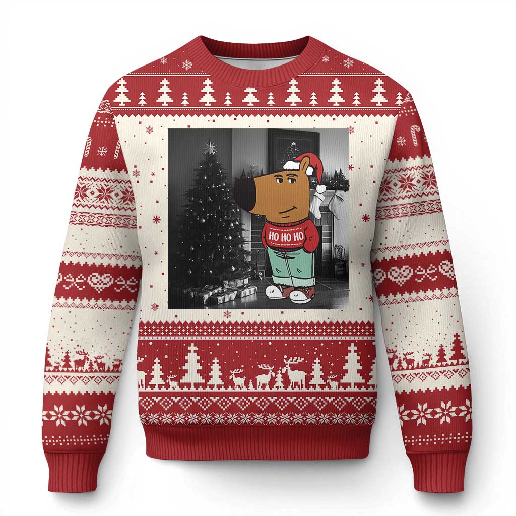 Funny Xmas Meme Chilling Guy Santa Ugly Christmas Sweater - Wonder Print Shop