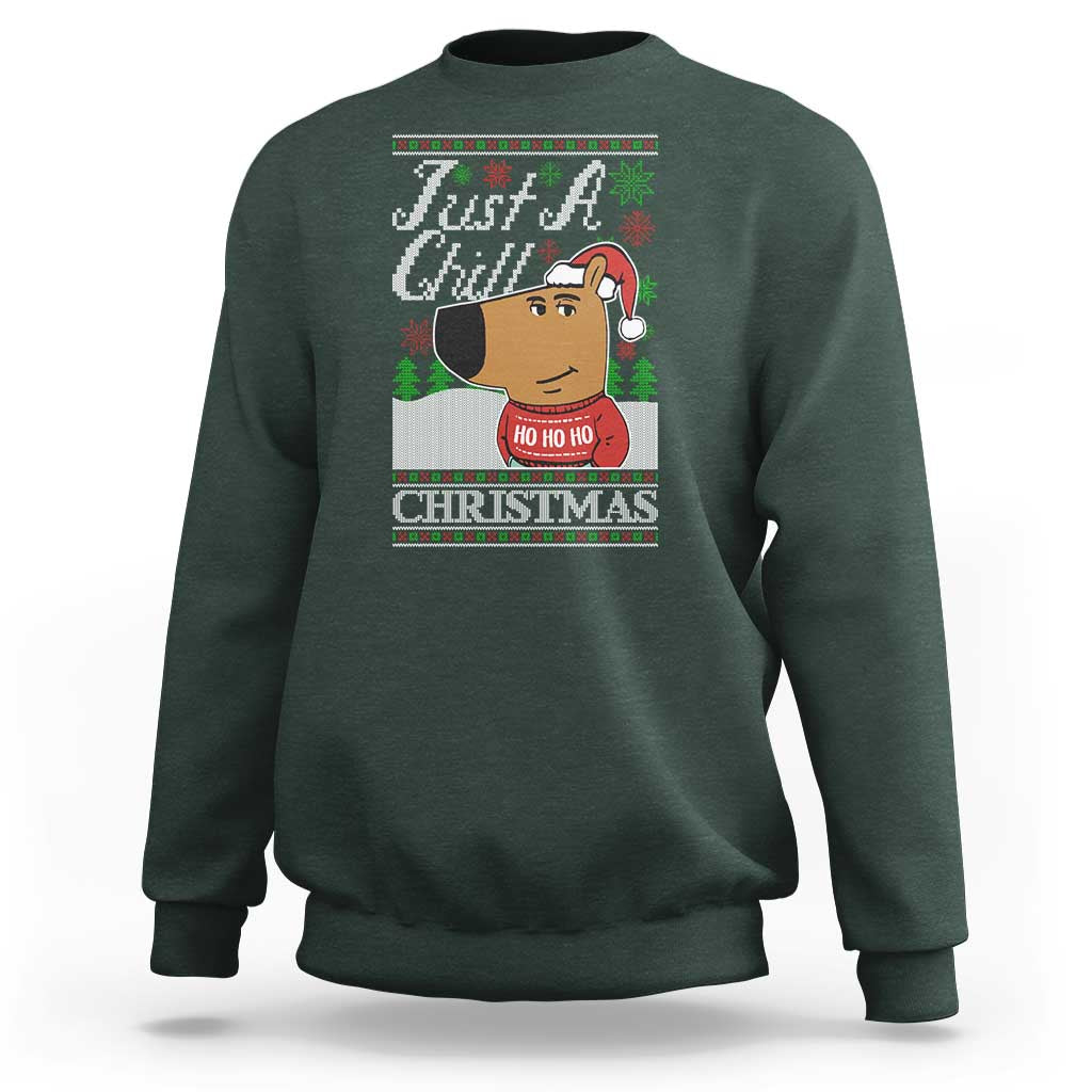 Funny Just A Chill Christmas Viral Meme Sweatshirt - Wonder Print Shop