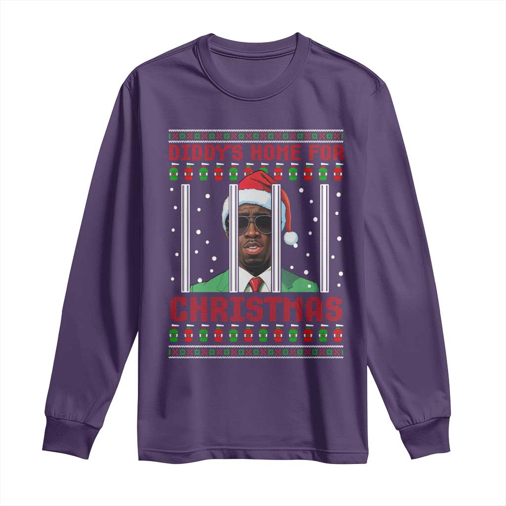 Funny Dirty Xmas Long Sleeve Shirt Diddy's Home For Christmas Diddy Party