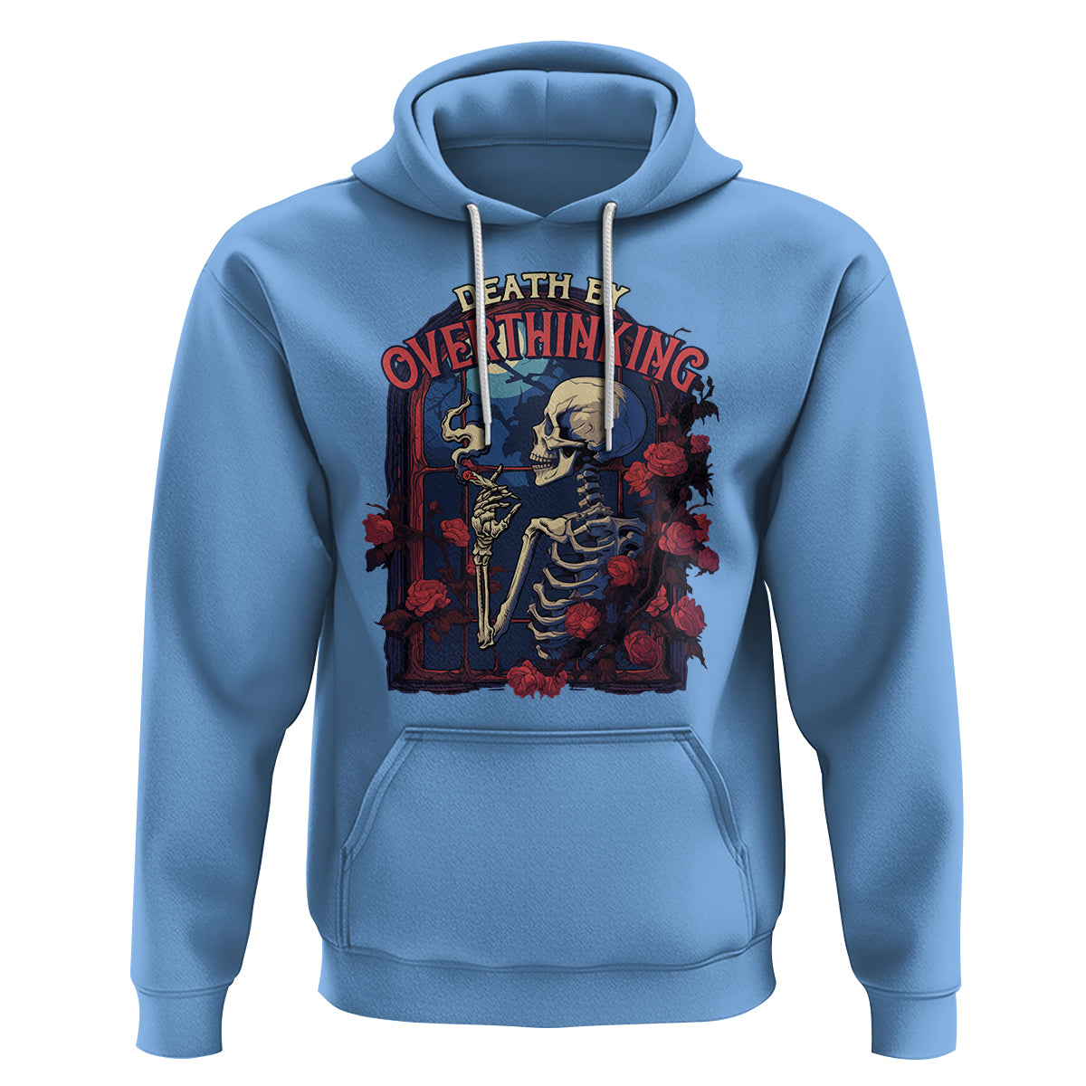 Death By Overthinking Skeleton Smoking Hoodie - Wonder Print Shop