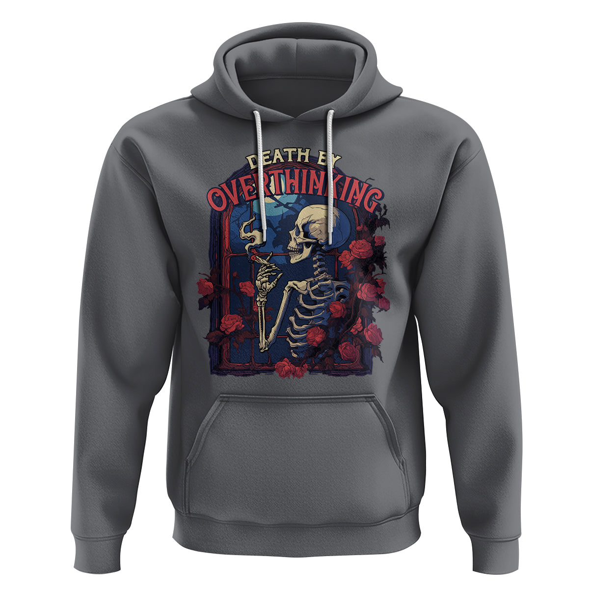 Death By Overthinking Skeleton Smoking Hoodie - Wonder Print Shop