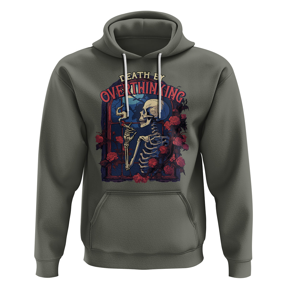 Death By Overthinking Skeleton Smoking Hoodie - Wonder Print Shop