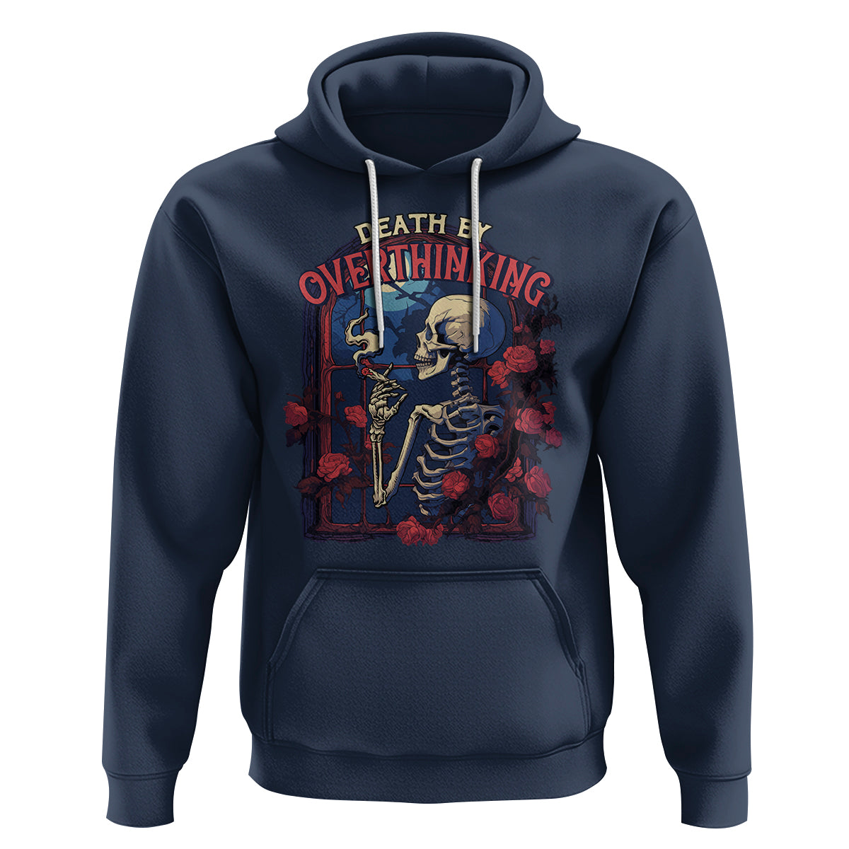 Death By Overthinking Skeleton Smoking Hoodie - Wonder Print Shop