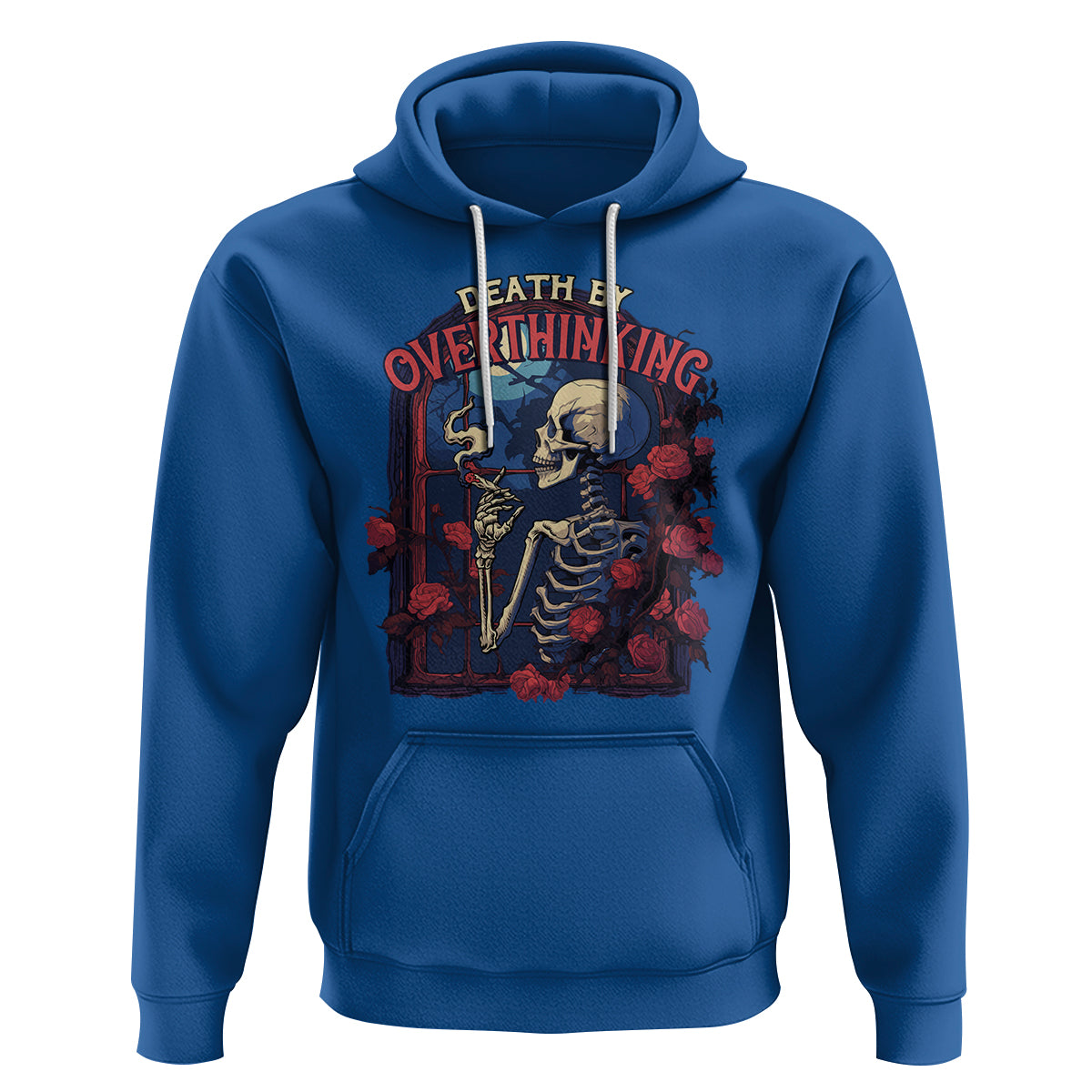 Death By Overthinking Skeleton Smoking Hoodie - Wonder Print Shop