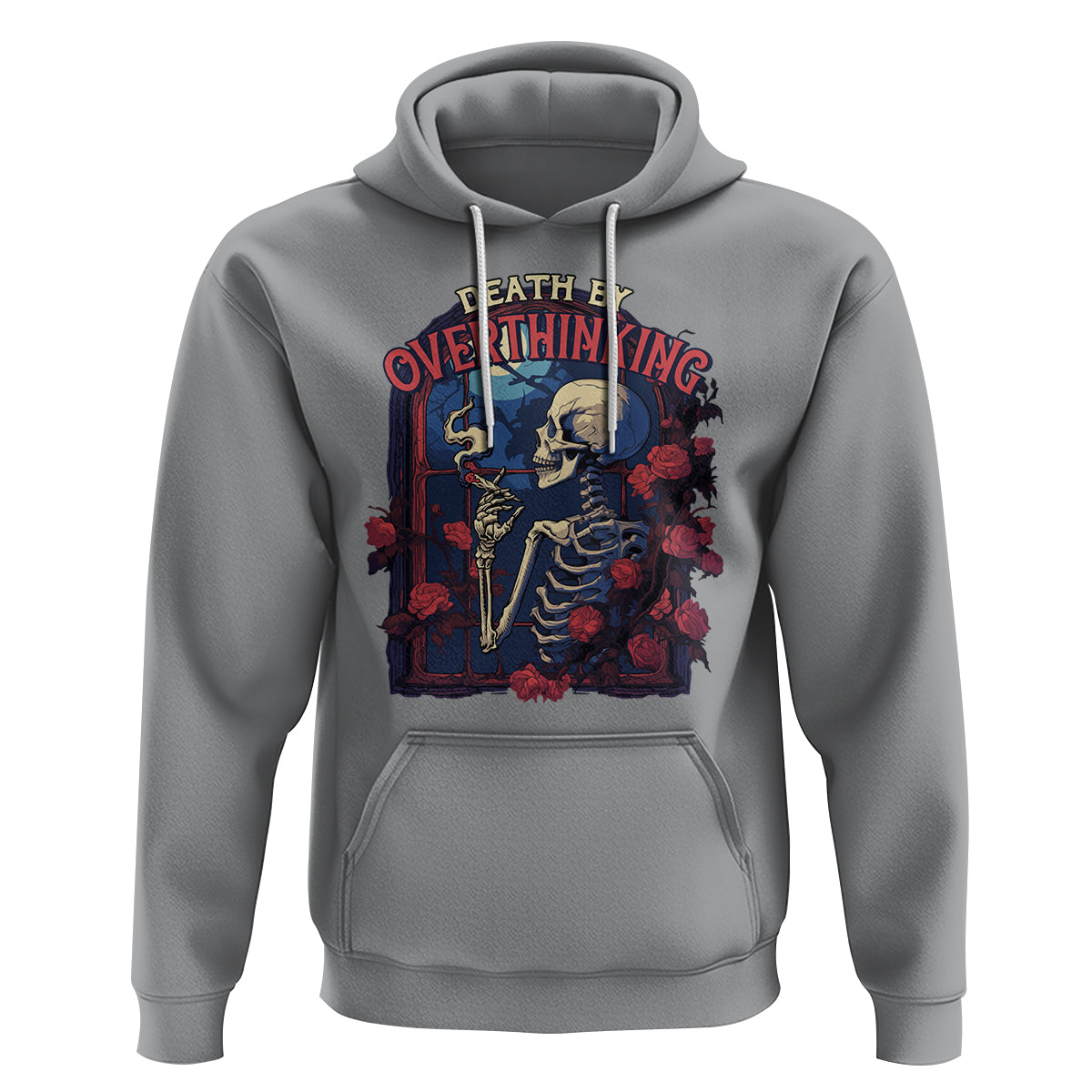 Death By Overthinking Skeleton Smoking Hoodie - Wonder Print Shop