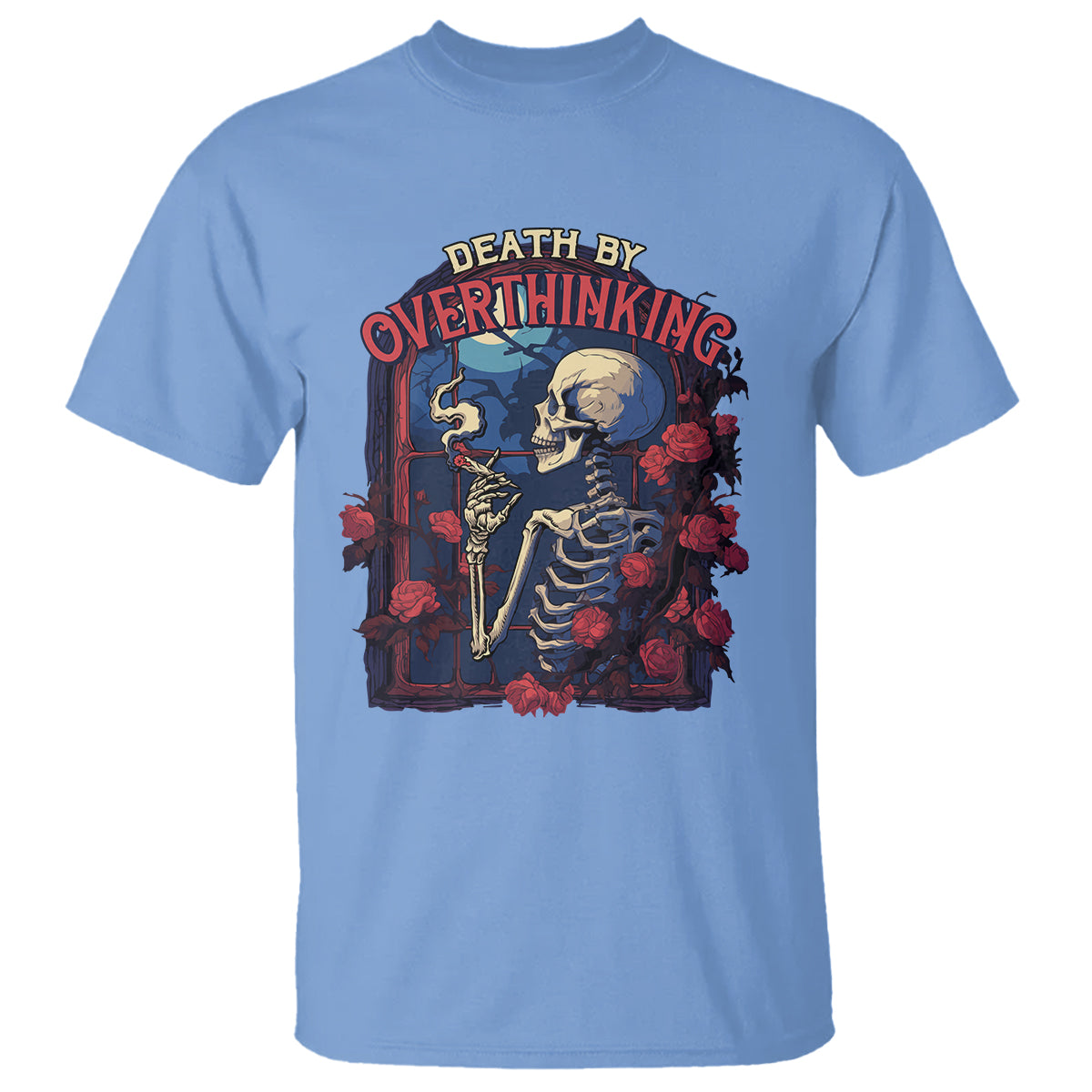 Death By Overthinking Skeleton Smoking T Shirt - Wonder Print Shop