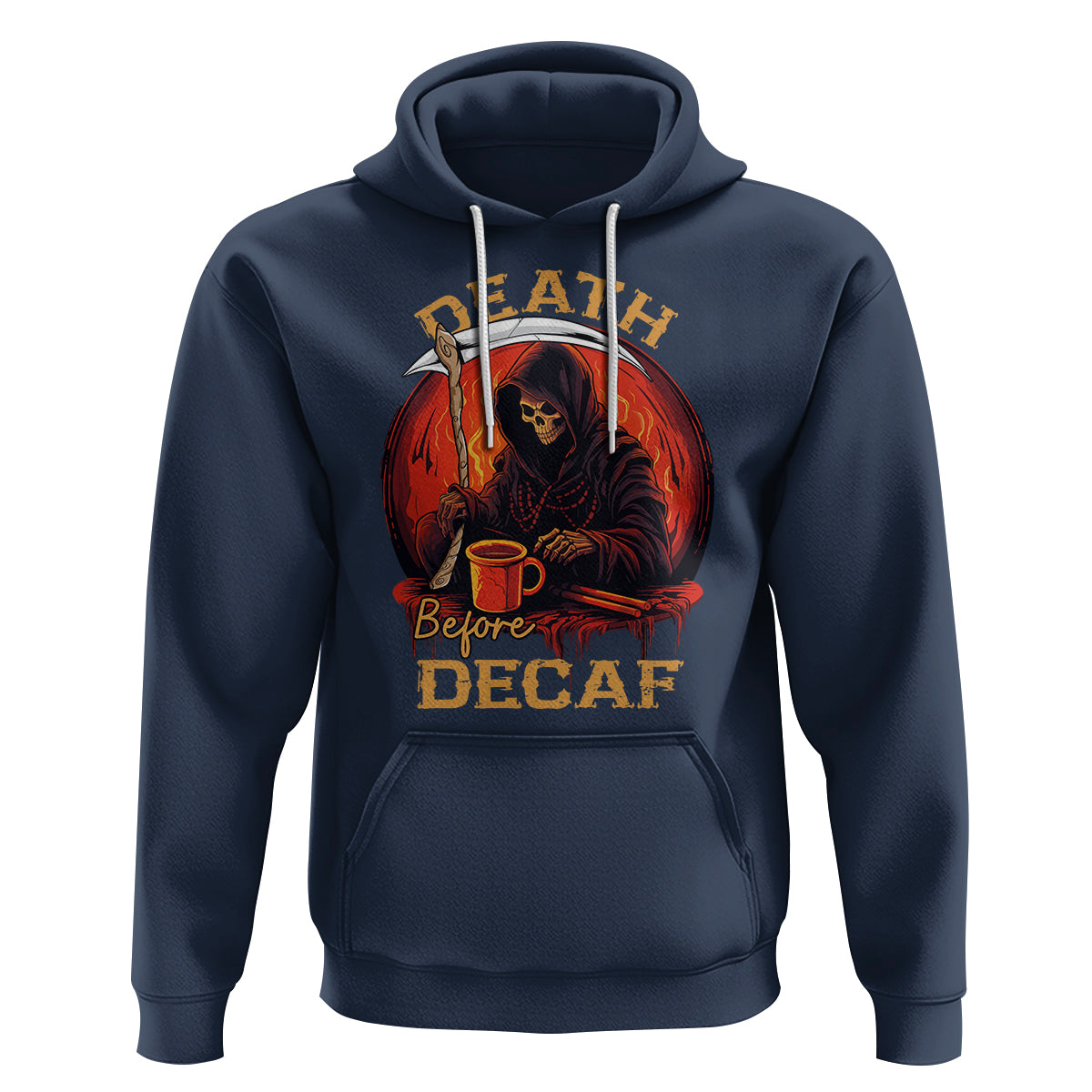Death Before Decaf Skeleton Caffeine Coffee Drinker Hoodie - Wonder Print Shop