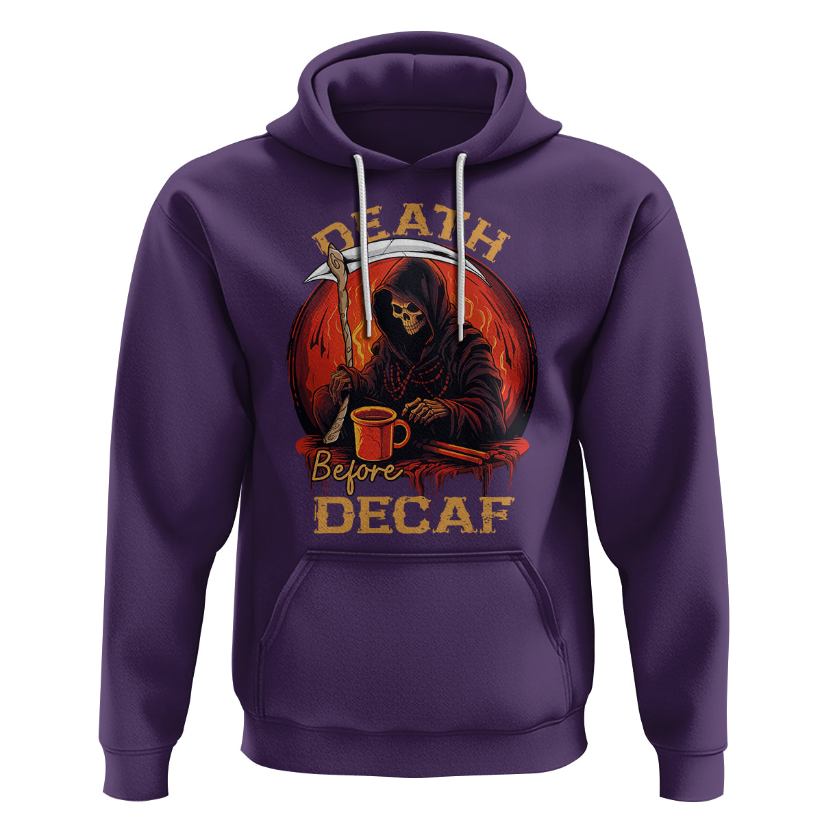 Death Before Decaf Skeleton Caffeine Coffee Drinker Hoodie - Wonder Print Shop