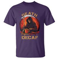 Death Before Decaf Skeleton Caffeine Coffee Drinker T Shirt - Wonder Print Shop