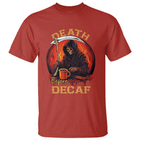 Death Before Decaf Skeleton Caffeine Coffee Drinker T Shirt - Wonder Print Shop