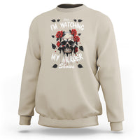 Creepy Skull Sweatshirt Shhh I'm Watching My Murder Shows - Wonder Print Shop