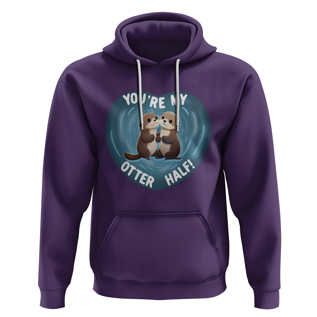 Valentine's Day Hoodie You're My Otter Half Cute Animal Hug Holding Hand - Wonder Print Shop
