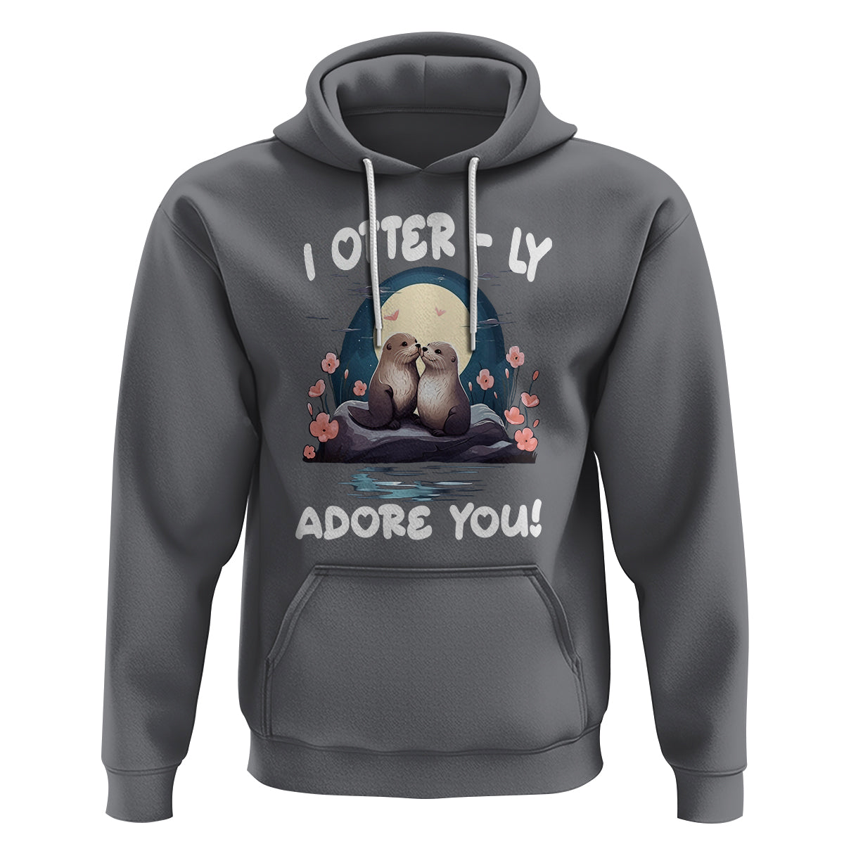 Valentine's Day Hoodie I Otterly Adore You Cute Otter Holding Hand Kisses - Wonder Print Shop