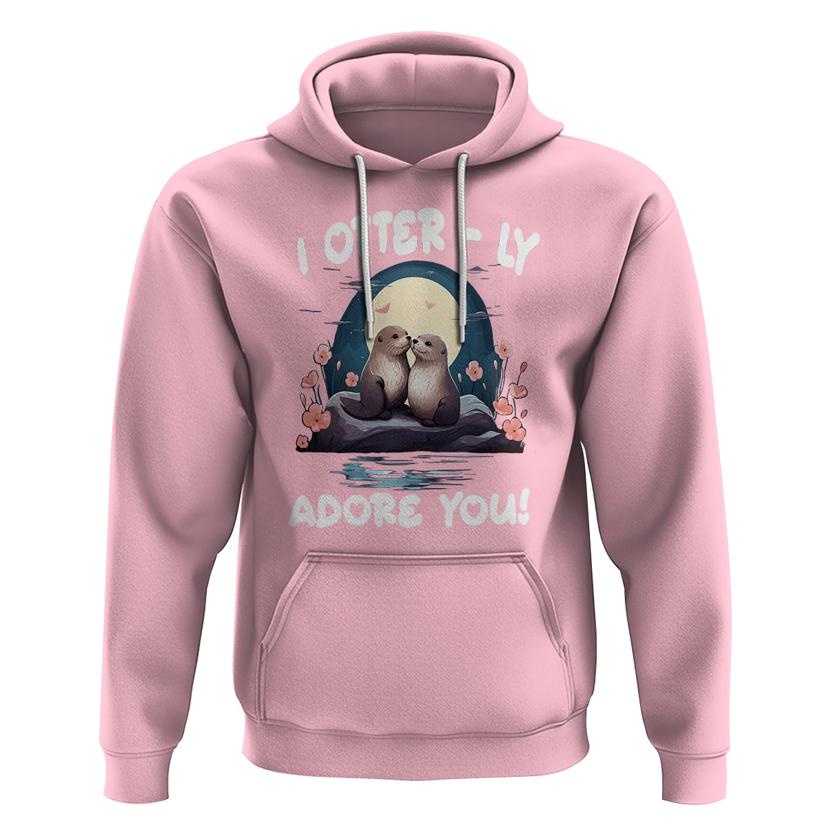 Valentine's Day Hoodie I Otterly Adore You Cute Otter Holding Hand Kisses - Wonder Print Shop