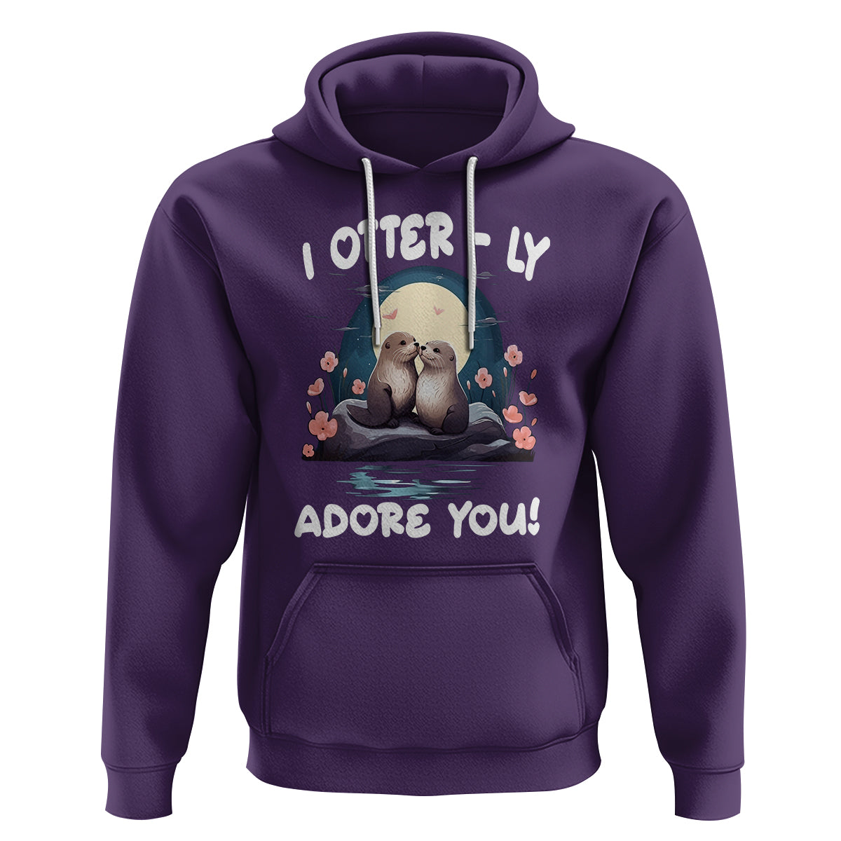Valentine's Day Hoodie I Otterly Adore You Cute Otter Holding Hand Kisses - Wonder Print Shop