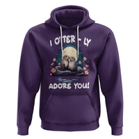 Valentine's Day Hoodie I Otterly Adore You Cute Otter Holding Hand Kisses - Wonder Print Shop