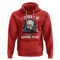 Valentine's Day Hoodie I Otterly Adore You Cute Otter Holding Hand Kisses - Wonder Print Shop