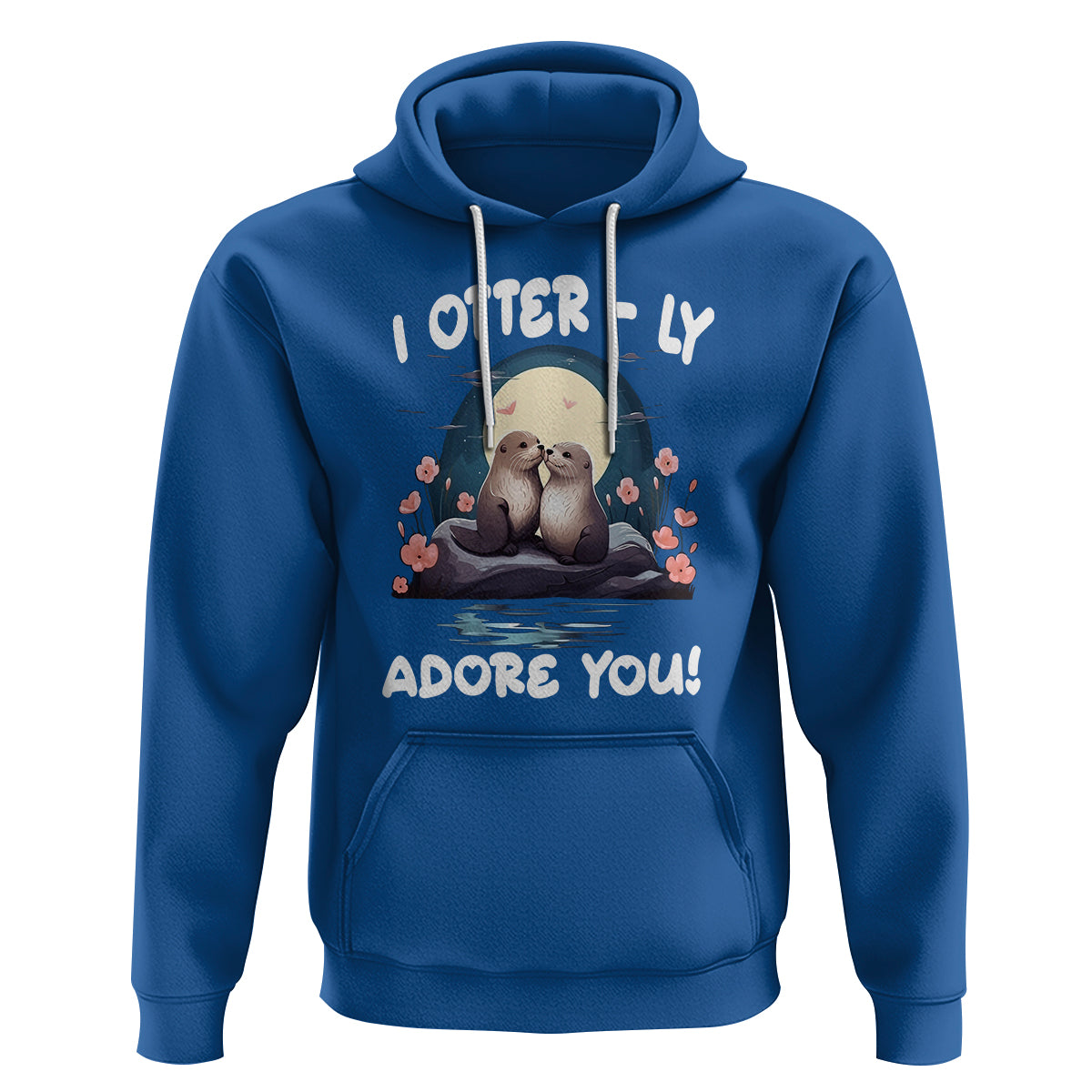 Valentine's Day Hoodie I Otterly Adore You Cute Otter Holding Hand Kisses - Wonder Print Shop