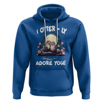 Valentine's Day Hoodie I Otterly Adore You Cute Otter Holding Hand Kisses - Wonder Print Shop