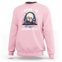 Valentine's Day Sweatshirt I Otterly Adore You Cute Otter Holding Hand Kisses - Wonder Print Shop