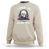 Valentine's Day Sweatshirt I Otterly Adore You Cute Otter Holding Hand Kisses - Wonder Print Shop