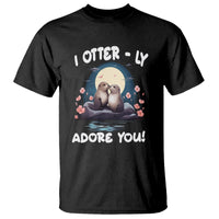 Valentine's Day T Shirt I Otterly Adore You Cute Otter Holding Hand Kisses - Wonder Print Shop