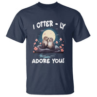 Valentine's Day T Shirt I Otterly Adore You Cute Otter Holding Hand Kisses - Wonder Print Shop