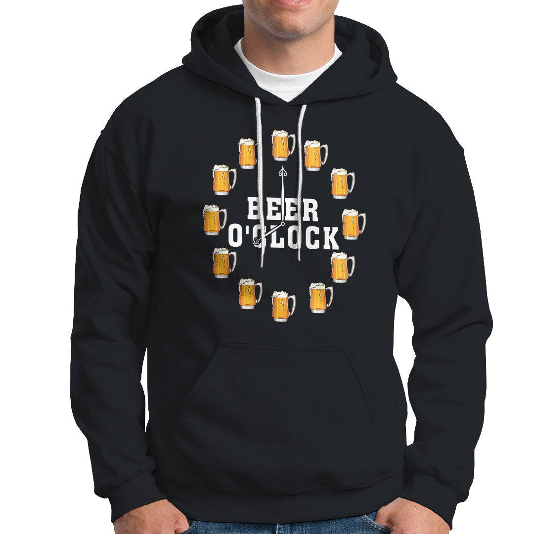 Funny Drinking Hoodie Beer O'Clock Time For Drinker - Wonder Print Shop