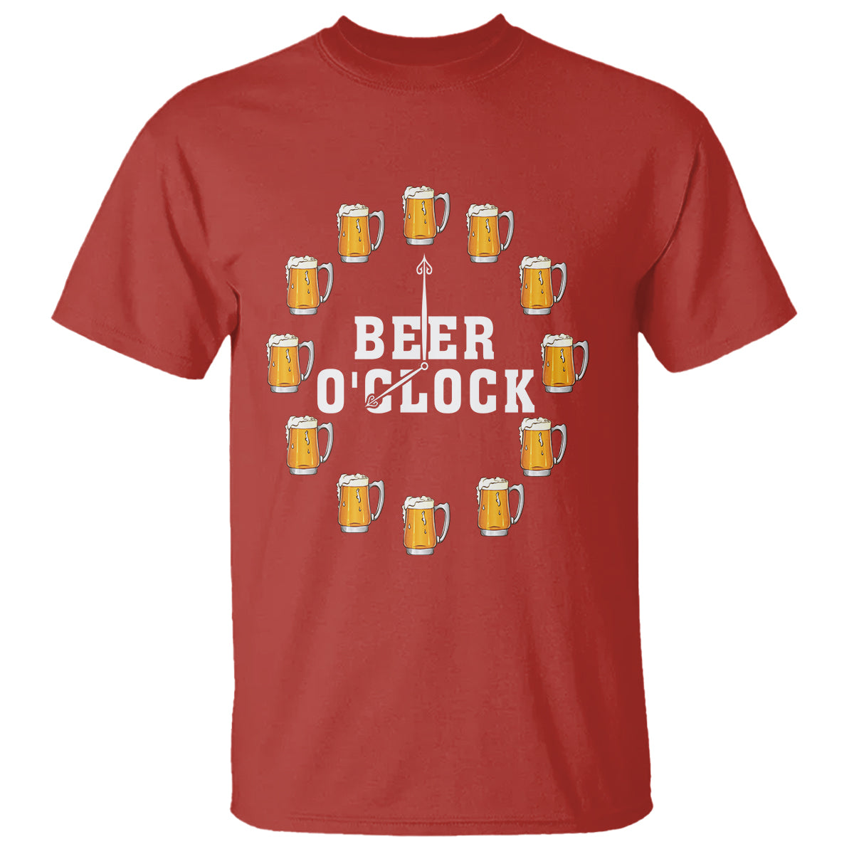 Funny Drinking T Shirt Beer O'Clock Time For Drinker - Wonder Print Shop