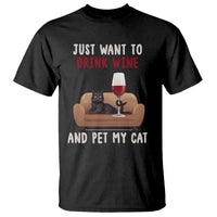 I Just Want to Drink Wine And Pet My Cat T Shirt - Wonder Print Shop