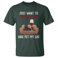 I Just Want to Drink Wine And Pet My Cat T Shirt - Wonder Print Shop