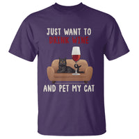 I Just Want to Drink Wine And Pet My Cat T Shirt - Wonder Print Shop