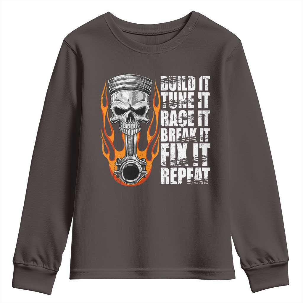 Racing Car Youth Sweatshirt Build It Tune It Race It Break It