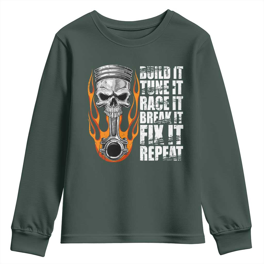 Racing Car Youth Sweatshirt Build It Tune It Race It Break It