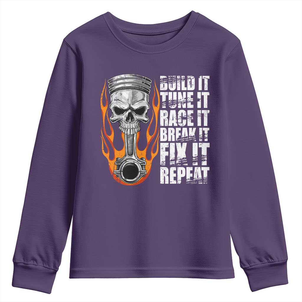Racing Car Youth Sweatshirt Build It Tune It Race It Break It