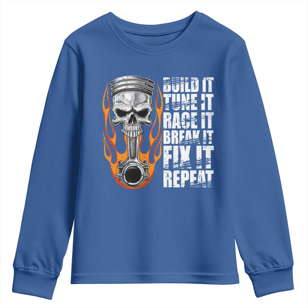 Racing Car Youth Sweatshirt Build It Tune It Race It Break It