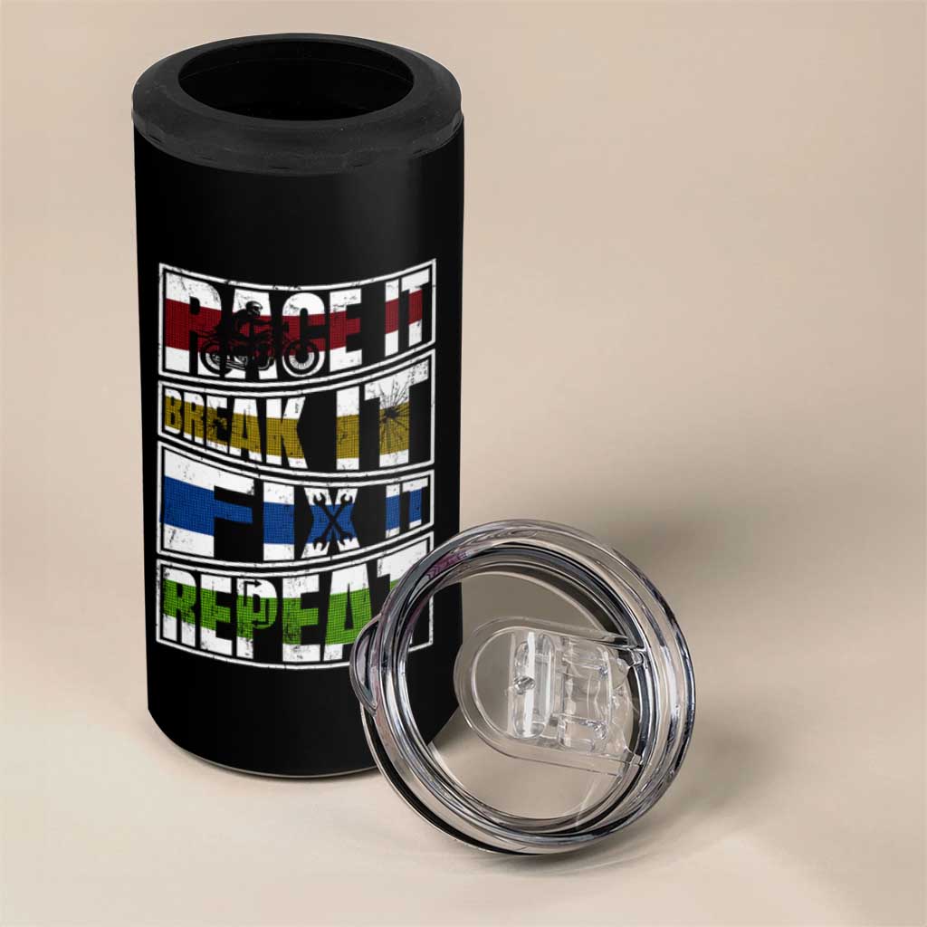 Racing 4 in 1 Can Cooler Tumbler Race It Break It Fix It Repeat Racer