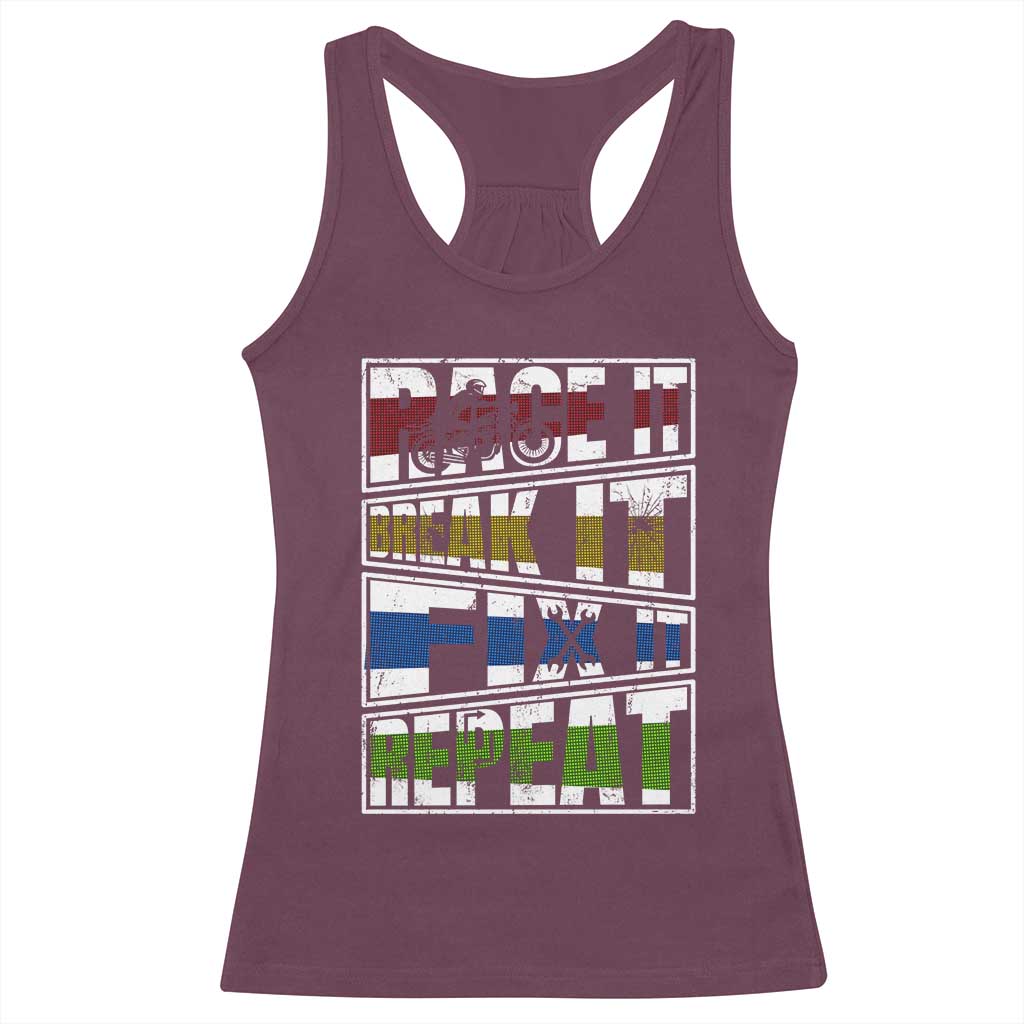 Racing Racerback Tank Top Race It Break It Fix It Repeat Racer
