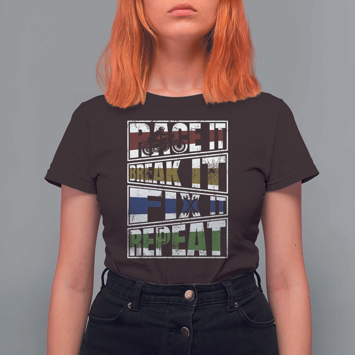 Racing T Shirt For Women Race It Break It Fix It Repeat Racer