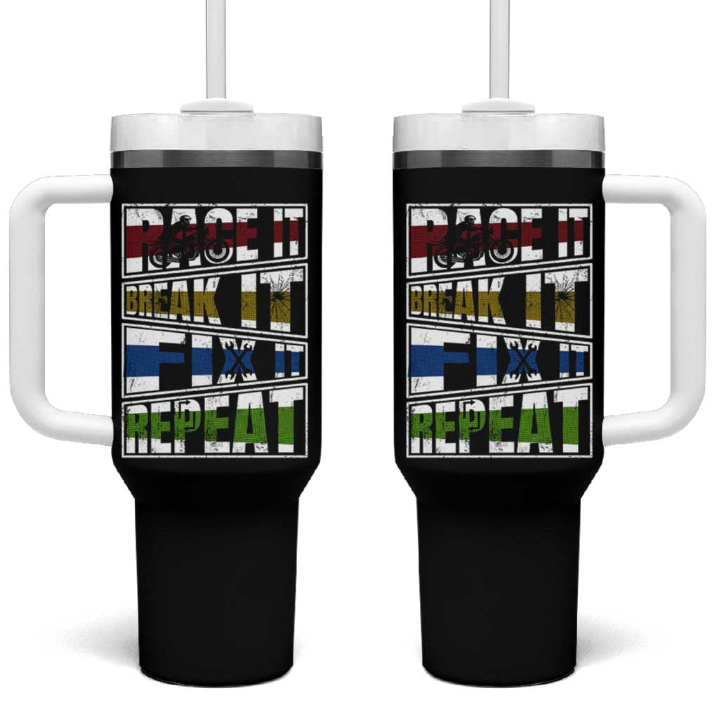 Racing Tumbler With Handle Race It Break It Fix It Repeat Racer