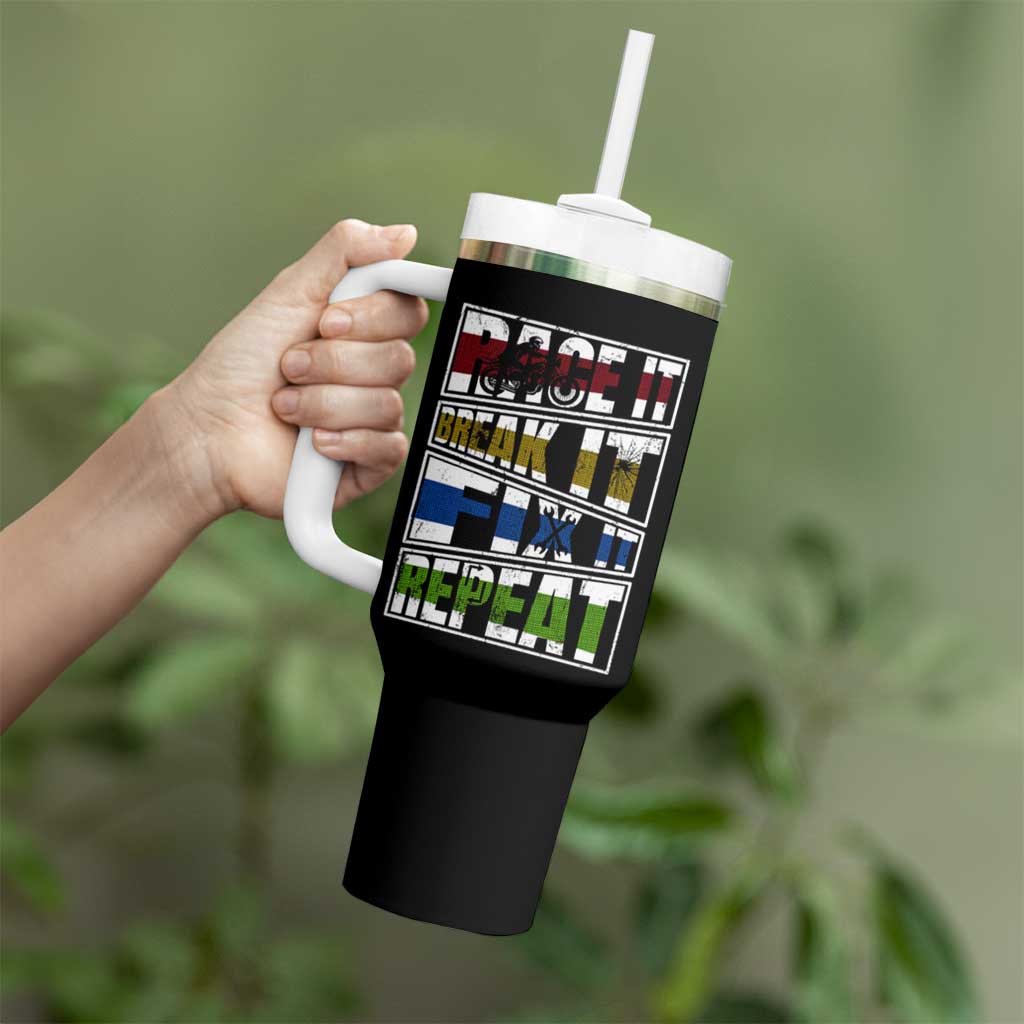 Racing Tumbler With Handle Race It Break It Fix It Repeat Racer
