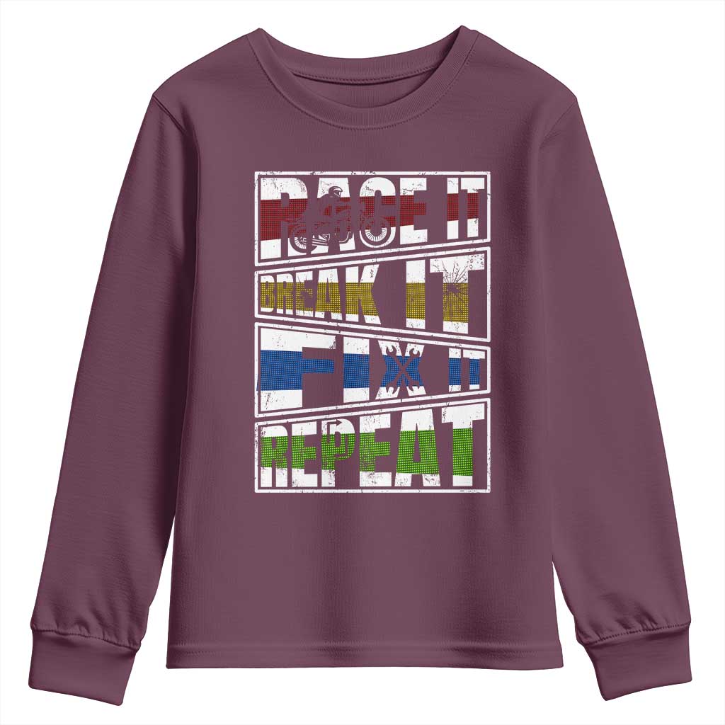 Racing Youth Sweatshirt Race It Break It Fix It Repeat Racer