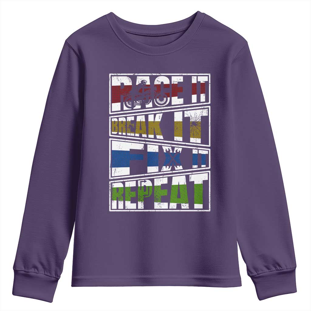 Racing Youth Sweatshirt Race It Break It Fix It Repeat Racer